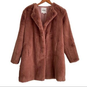 BB Dakota Love You Furever Faux Fur Coat XS Rose Taupe Mob Wife Cozy Luxury